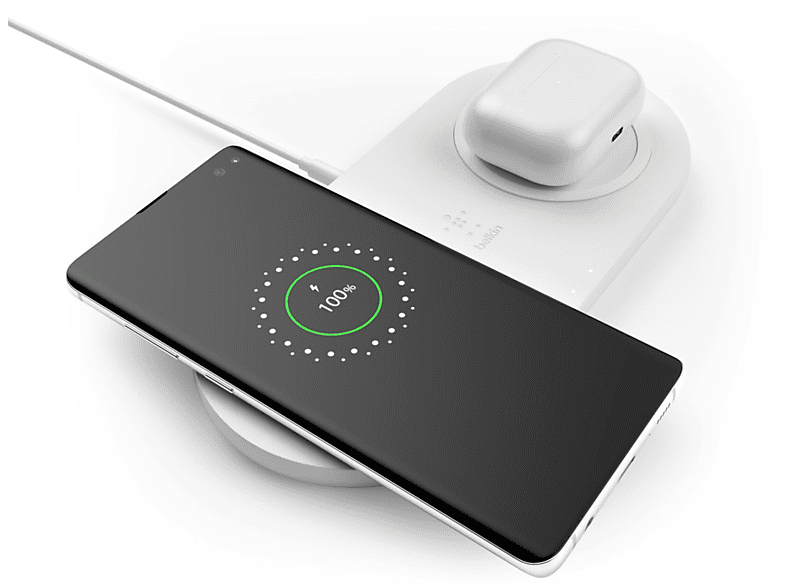 BELKIN 10W İkili Hızlı Kablosuz Şarj Cihazı Beyaz_2