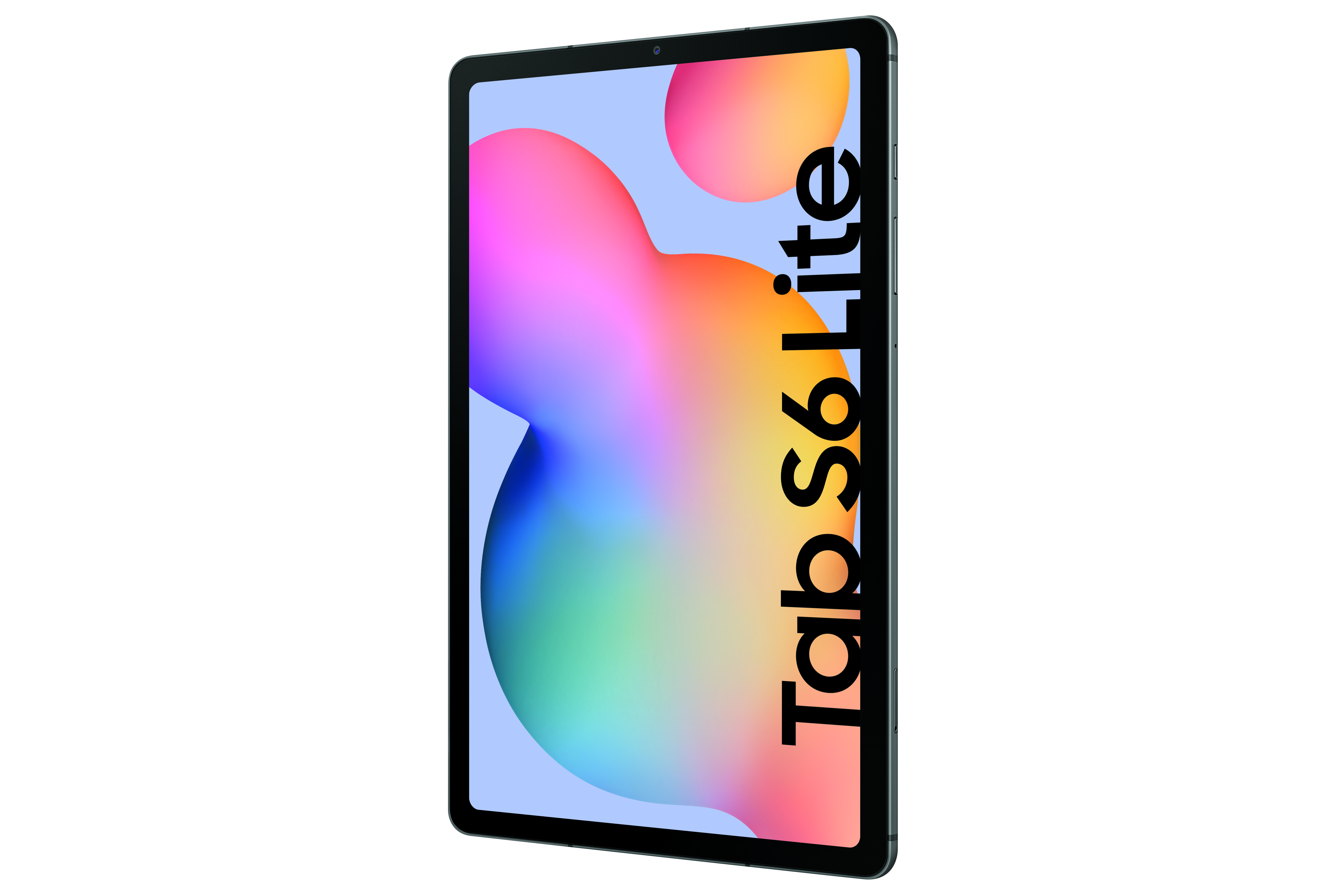 Ein schwarzes Samsung-Tablet mit dem Text 'Tab S6 Lite' in Weiß.