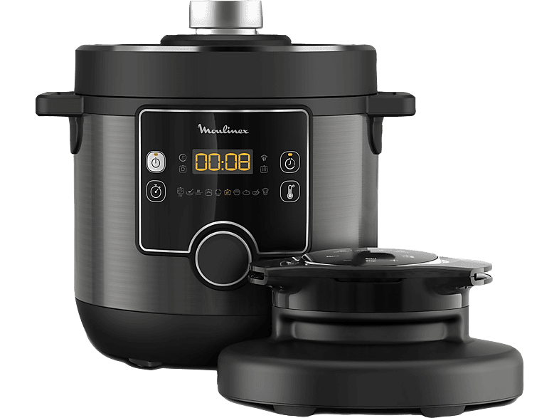 Moulinex Turbo Cuisine & Fry, 1450W, Tapa Extra Crisp, 15 programas de cocción, Bol esférico, 1L