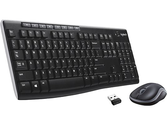 Pack Teclado + Ratón - Logitech MK270, Inalámbrico, USB, Ratón ambidiestros, Alcance 10m, Pila 24-12 meses, Botones de acceso directo, Negro