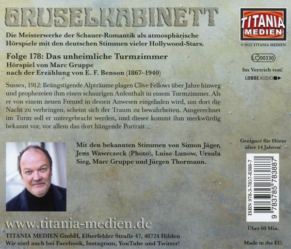 Die Rückseite einer CD-Hülle mit Text und einem Bild eines Mannes. Oben rechts ist ein Logo.