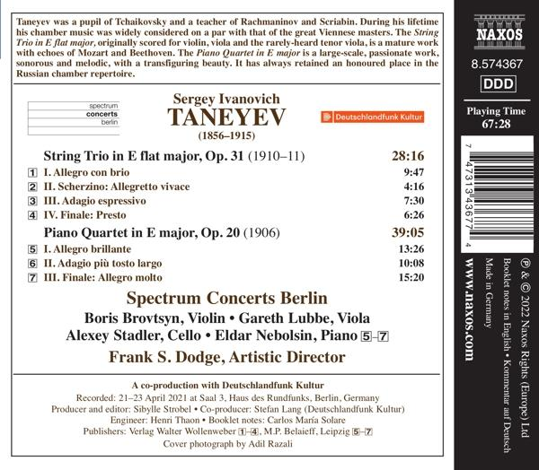 Spectrum Concerts Berlin - String Trio,op.31/Piano Quartet,op.20  - (CD)
