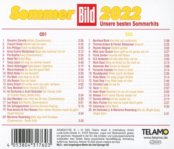 CD-Cover mit dem Titel 'Sommer Bild 2022', einer Titelliste und einem Telamo-Logo.