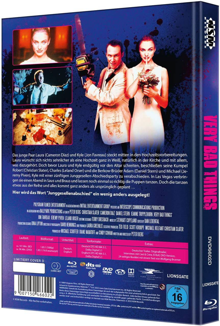 DVD-Cover von 'Very Bad Things' mit einer Hochzeitsszene und Text.