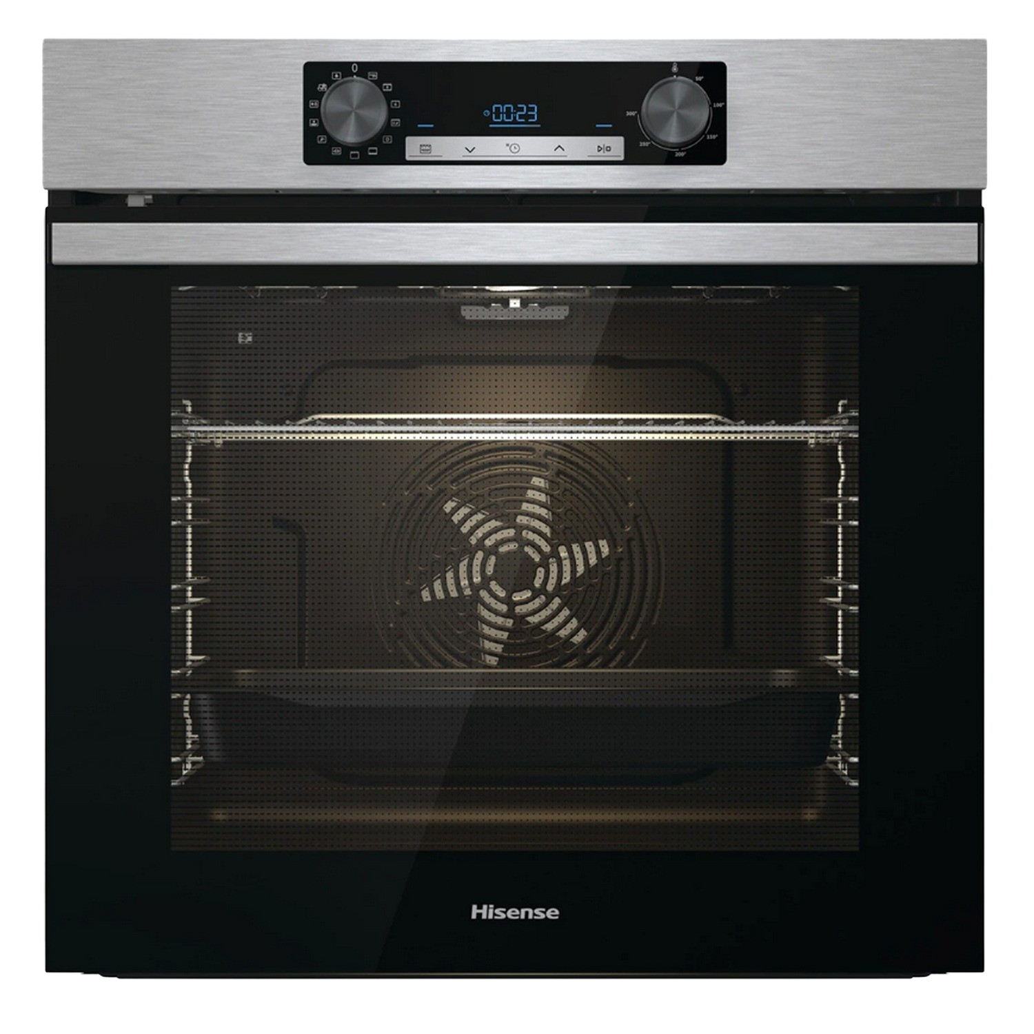 Horno - Hisense BI64211PX, Eléctrico, 3500 W, 77 l, Pirolítico, Integrable, FrozenBake, AirFry, Puerta ultra fría, Inox