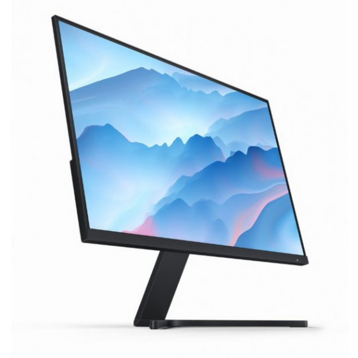 Un monitor negro sobre un fondo blanco.