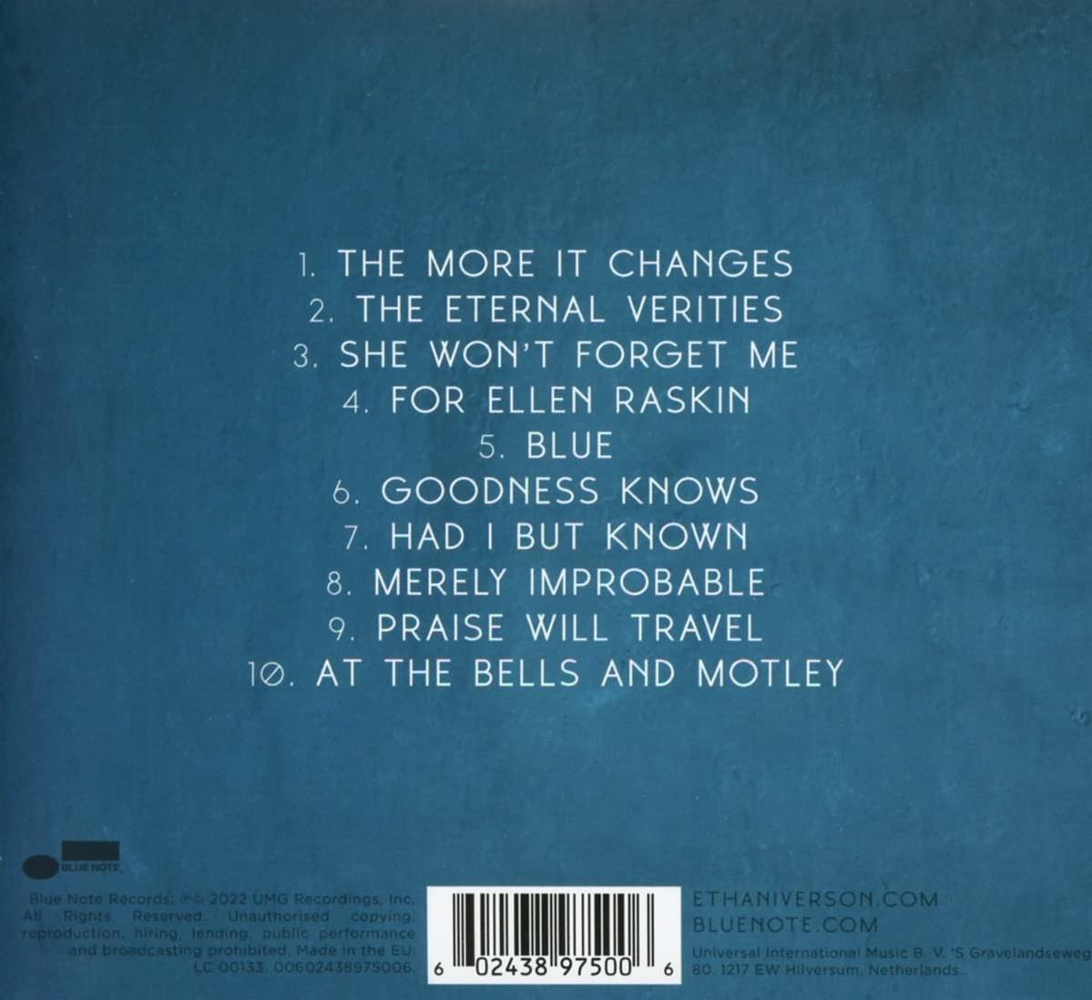 Dos d'un boîtier de CD avec une liste de titres de chansons et le logo Blue Note Records.