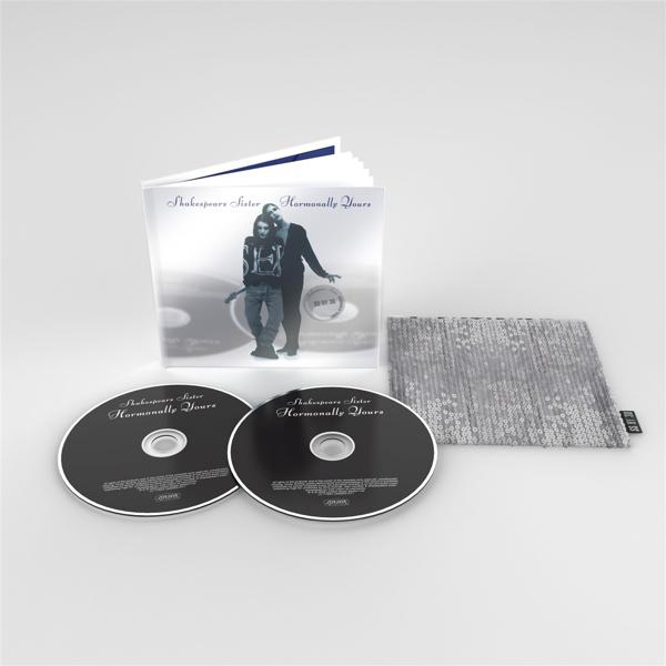 CD-Verpackung. Zwei CDs, ein Booklet und ein Paillettenbeutel. Shakespeare's Sister, Hormonally Yours.