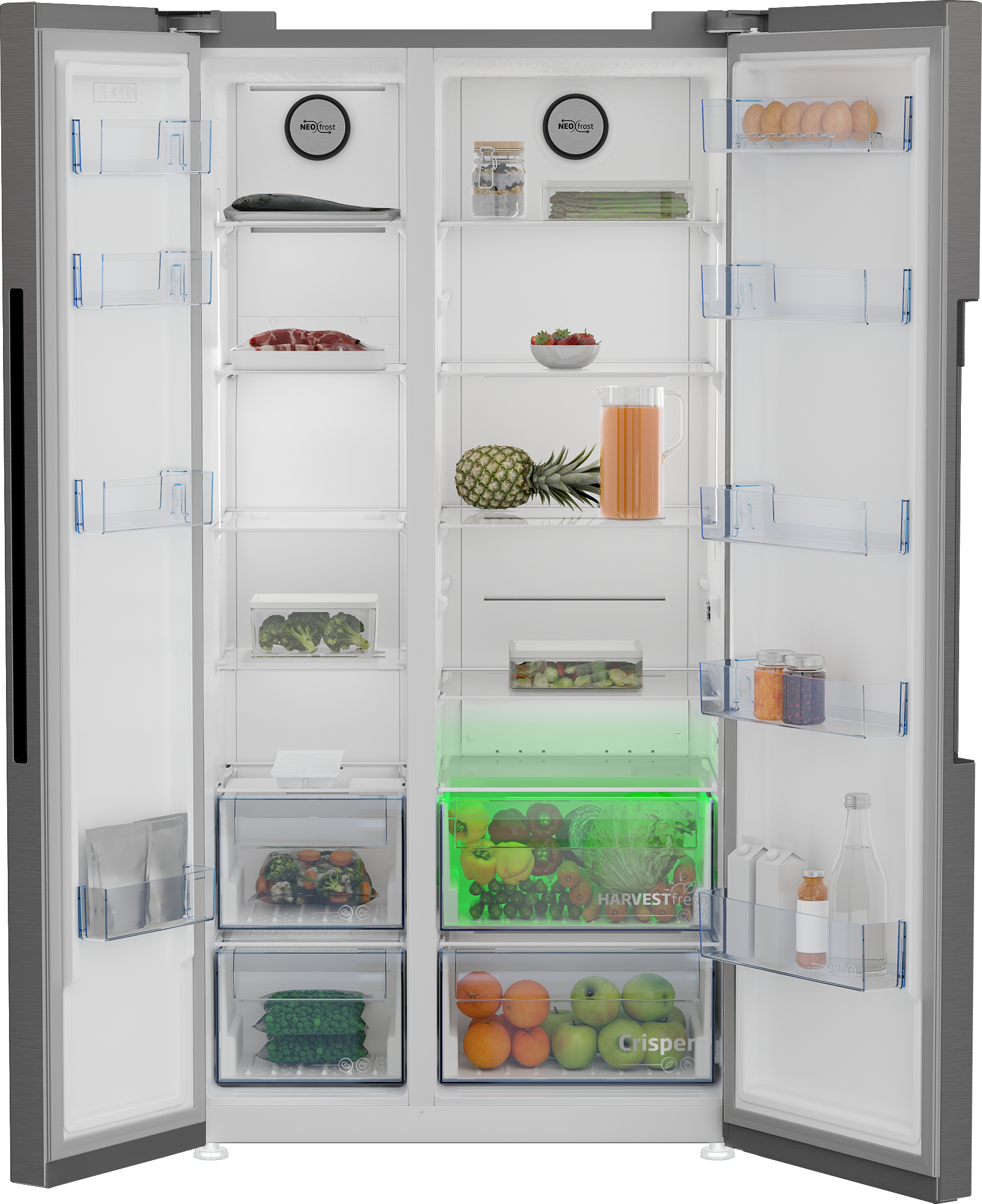Frigorífico americano - Beko GN1603140XBN, No Frost, 179 cm, 580 l, NeoFrost™ Dual Cooling, Inox