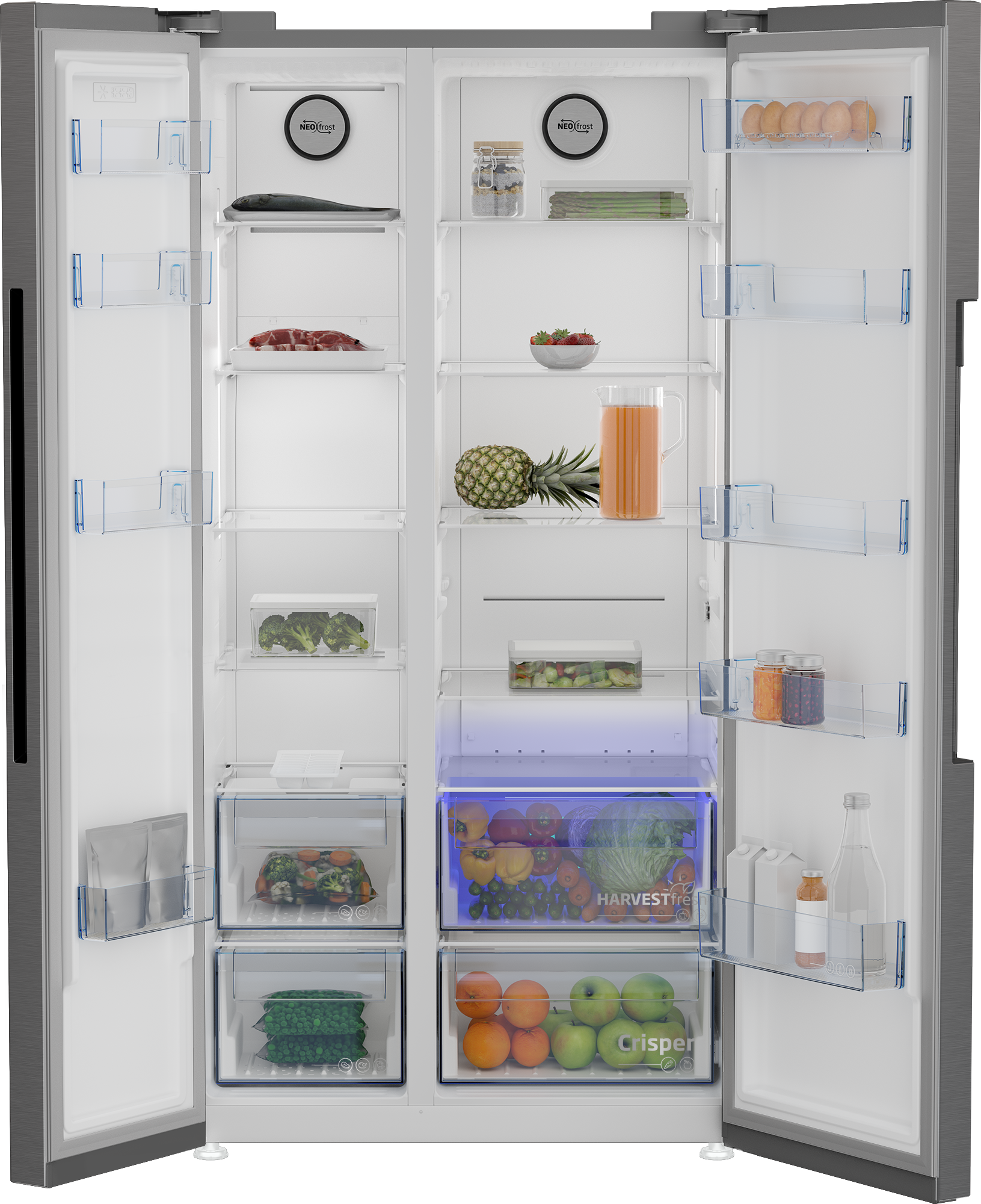 Frigorífico americano - Beko GN1603140XBN, No Frost, 179 cm, 580 l, NeoFrost™ Dual Cooling, Inox