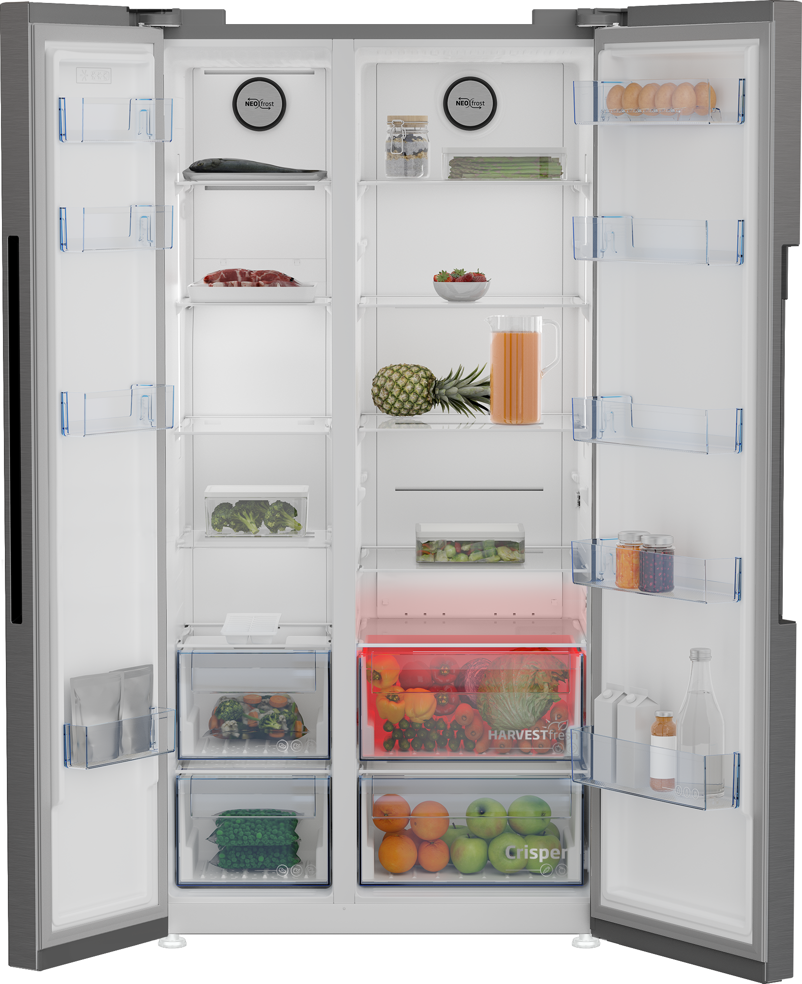 Frigorífico americano - Beko GN1603140XBN, No Frost, 179 cm, 580 l, NeoFrost™ Dual Cooling, Inox