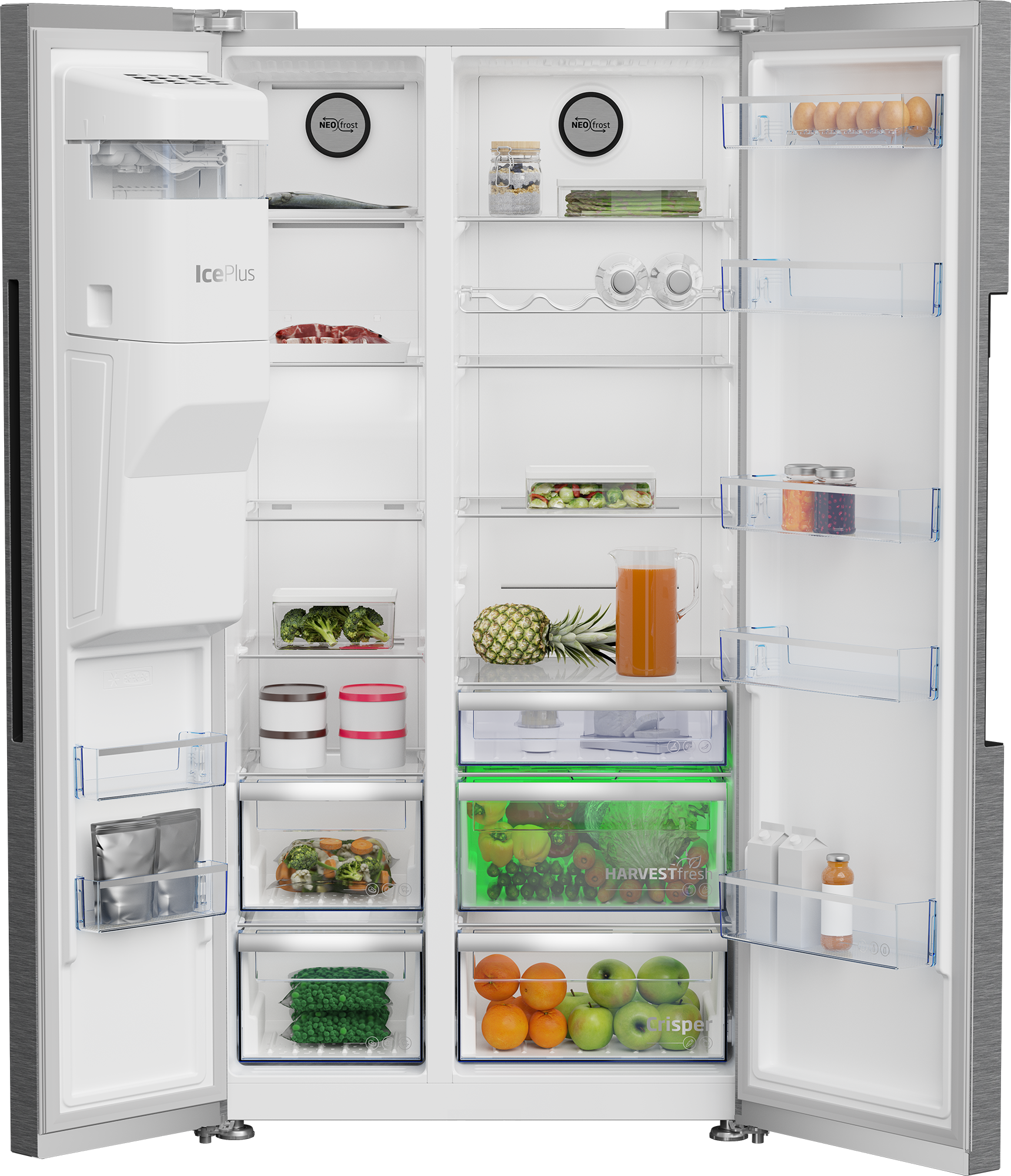 Frigorífico americano - Beko GN162341XBN, 179 cm, 571 l, NeoFrost Dual Cooling, Inox