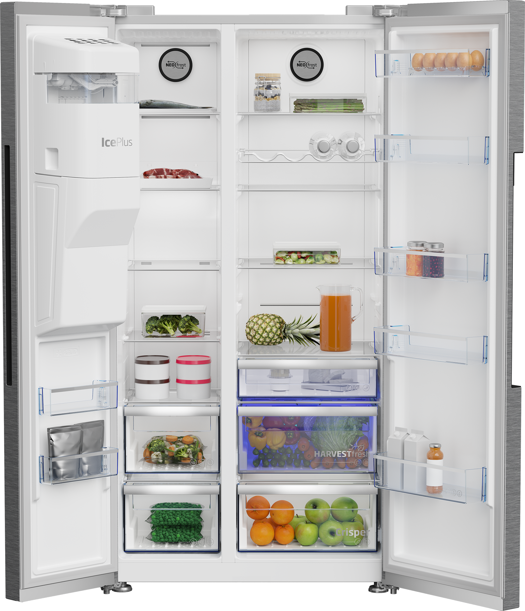 Frigorífico americano - Beko GN162341XBN, 179 cm, 571 l, NeoFrost Dual Cooling, Inox