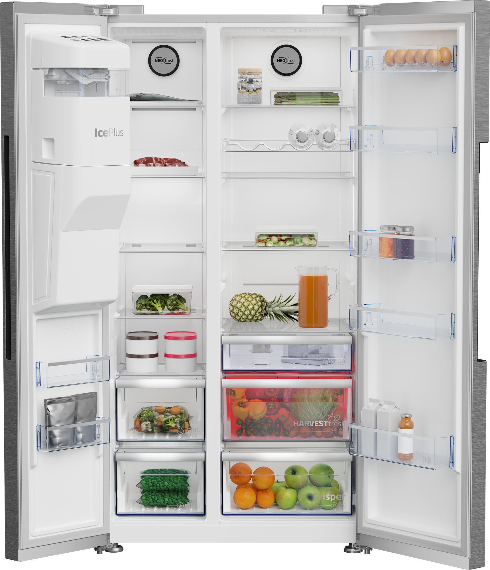 Frigorífico americano - Beko GN162341XBN, 179 cm, 571 l, NeoFrost Dual Cooling, Inox