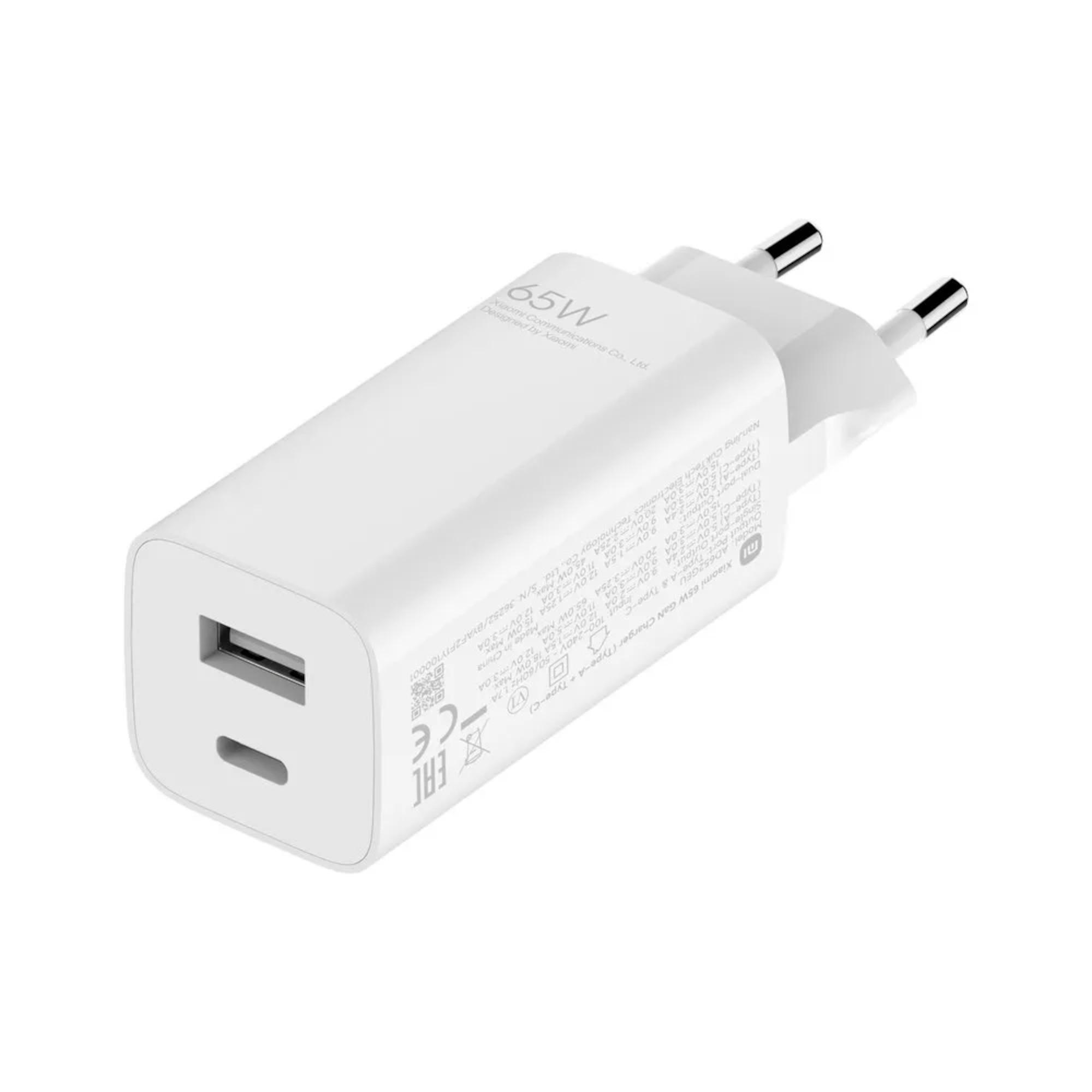 XIAOMI Mi 65W Gan Fast Charger, Typ-A+Typ-C Schnellladegerät Universal, Weiß