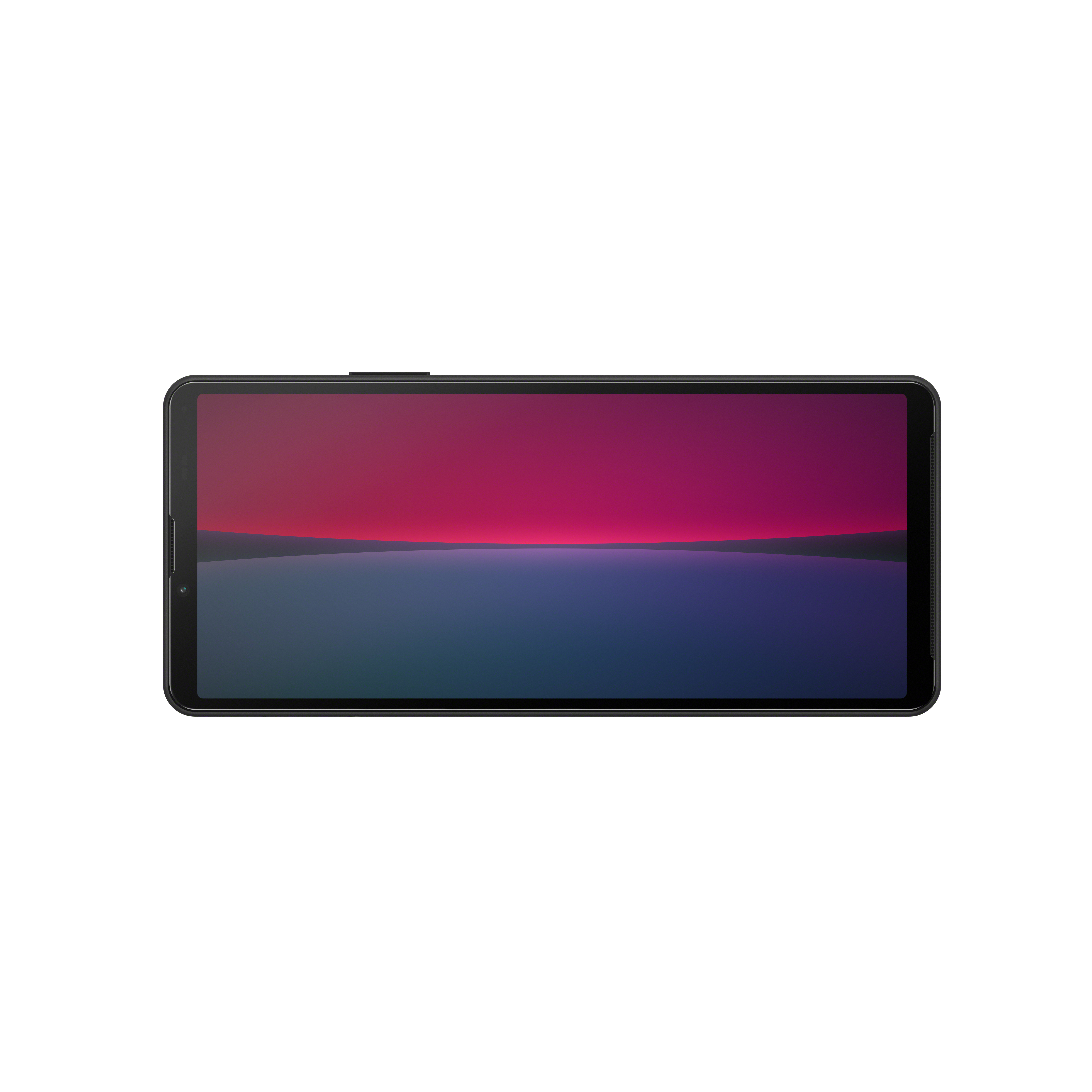 Ein schwarzes Tablet mit einem farbenfrohen Bildschirm, der einen Farbverlauf anzeigt.