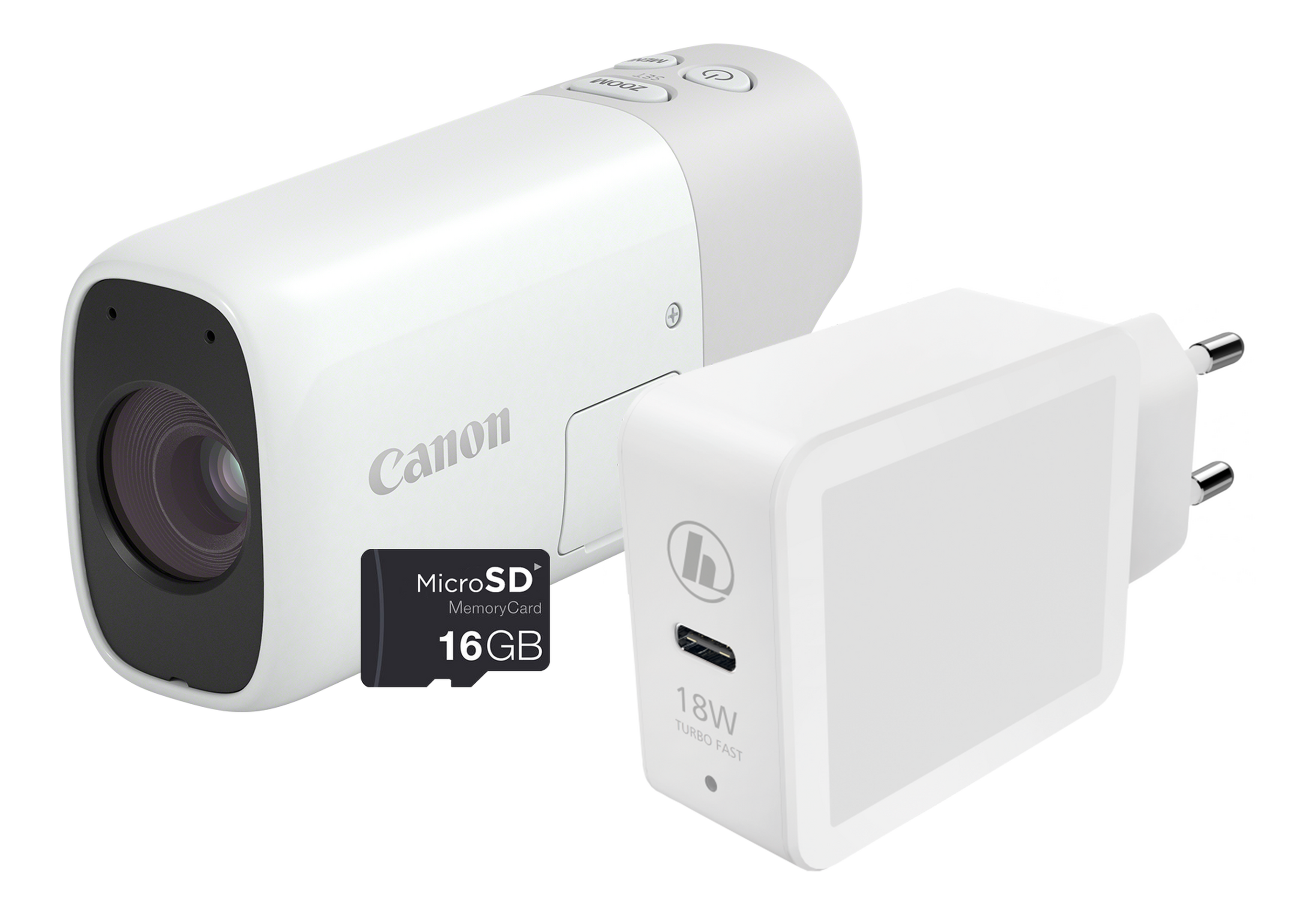 CANON PowerShot ZOOM Basis-Kit - kompakte Telezoom-Kamera im Spektiv-Stil Weiss