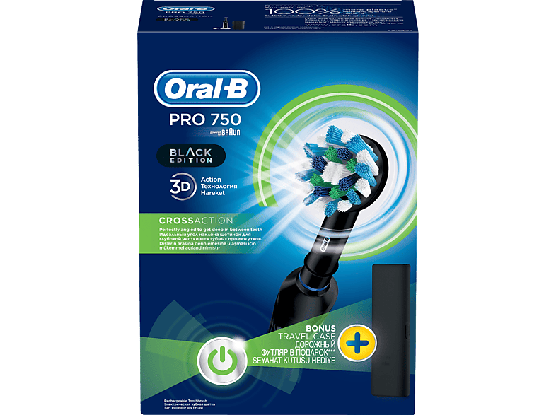 ORAL B B PRO 750 Black Box + Travel Case Şarj Edilebilir Diş Fırçası_2