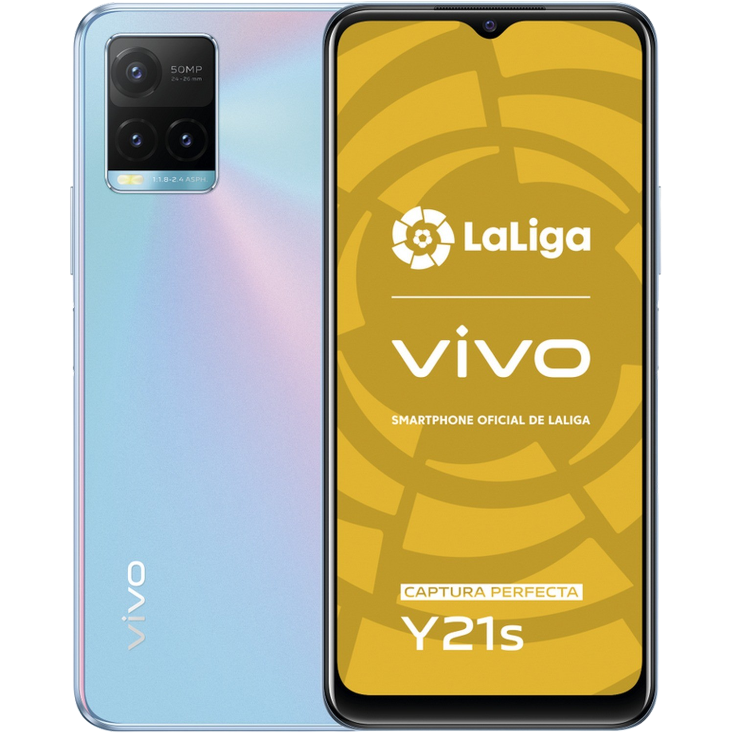 Móvil - vivo Y21s, Sueño de Mediodía, 128 GB, 4 GB RAM, 6.51" HD+, MediaTek Helio G80, 5000 mAh, Android