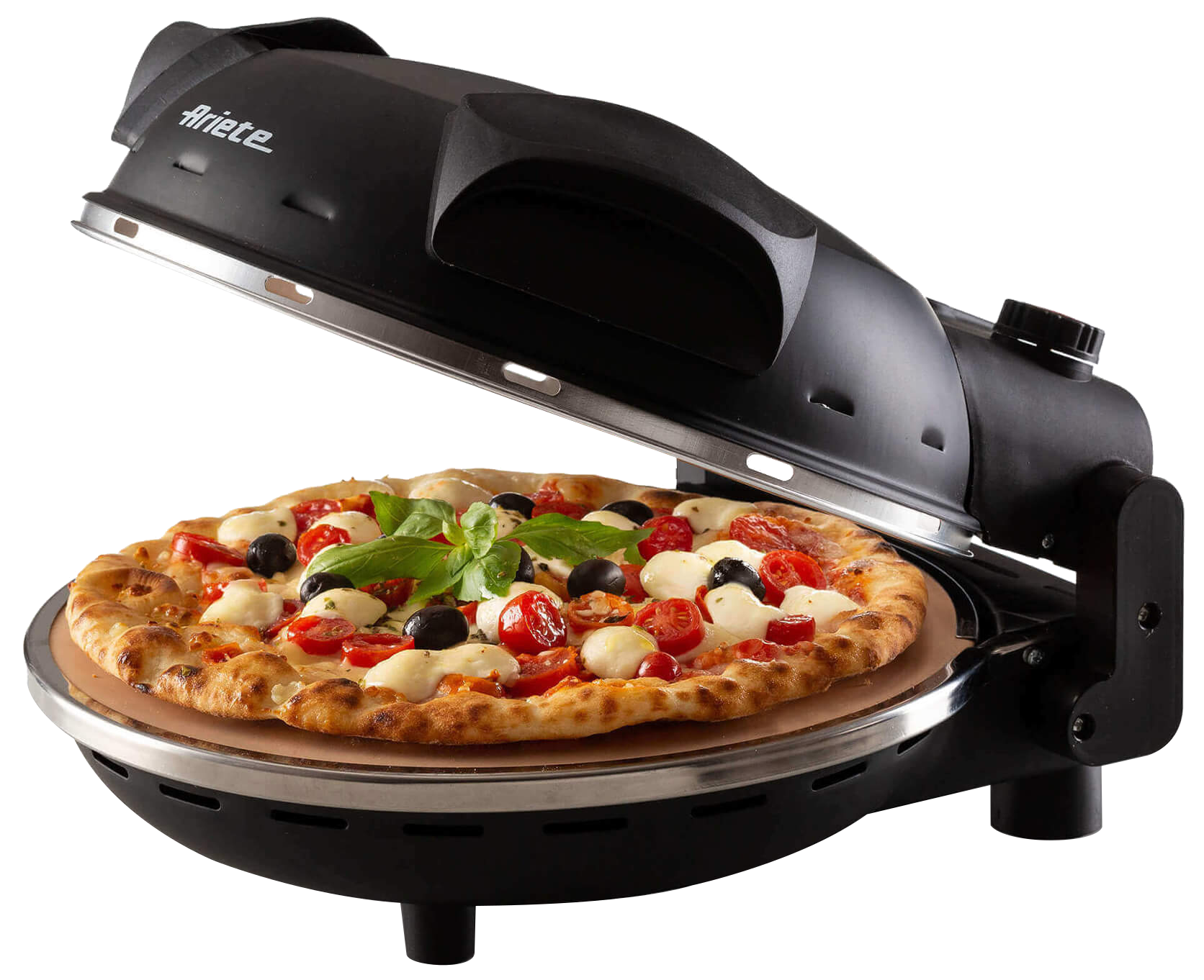 ARIETE 917.BK DaGennaro pizzasütő, fekete, 400 °C hőmérséklet, 33 cm sütőlap
