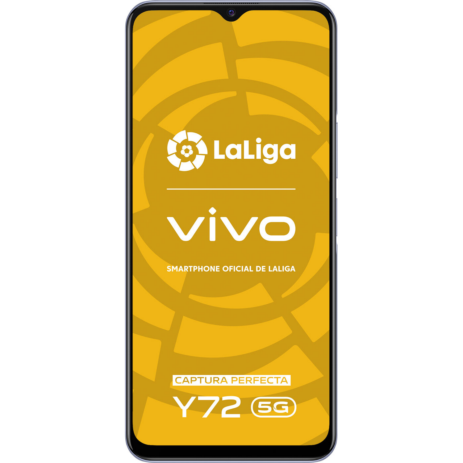 Un smartphone negro que muestra el logotipo de 'LaLiga' y la marca 'vivo'. Debajo están las palabras 'Capture Perfect'.