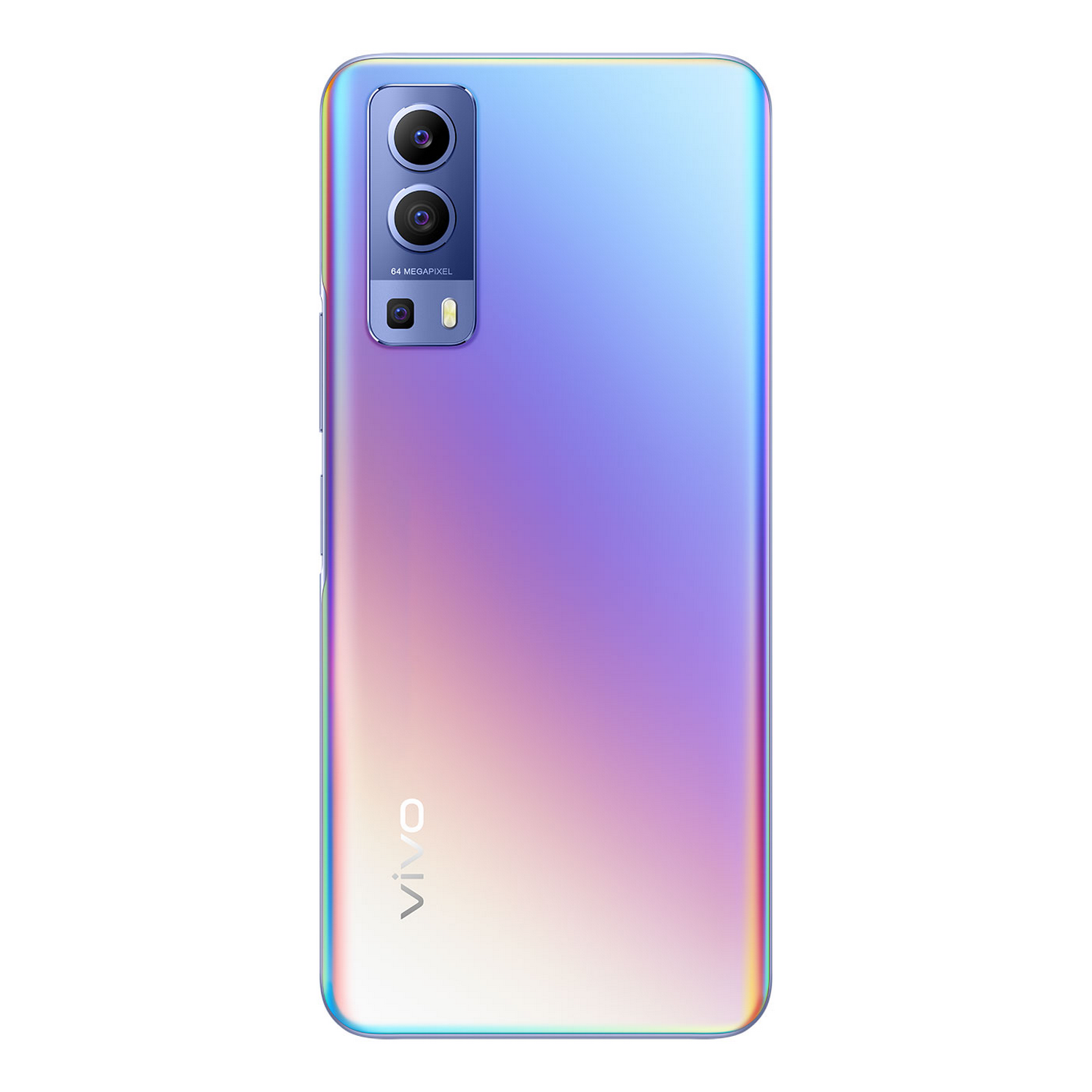 Un smartphone con degradado en la parte trasera. Tiene un módulo de cámara y el logotipo de Vivo.