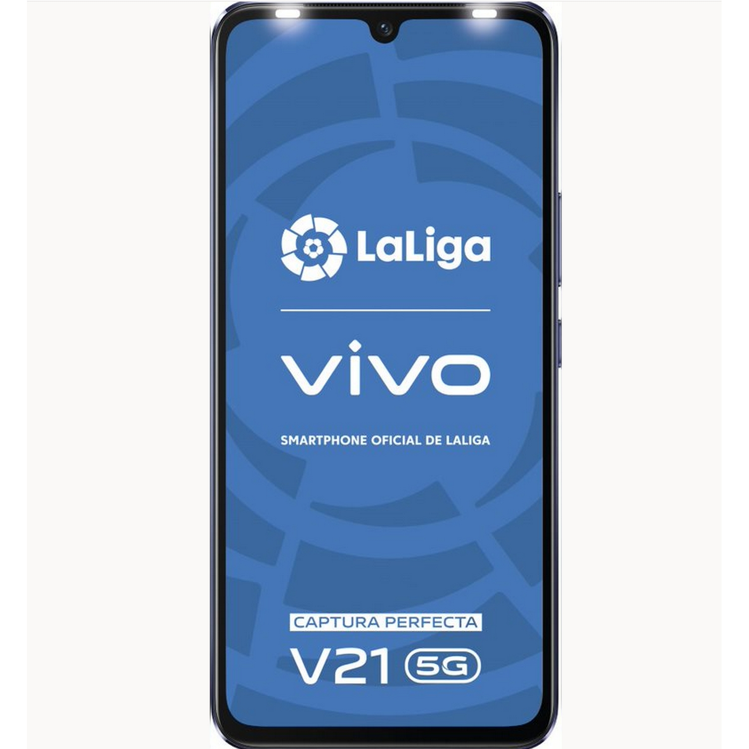 Un teléfono Vivo muestra un logotipo de LaLiga y Vivo.