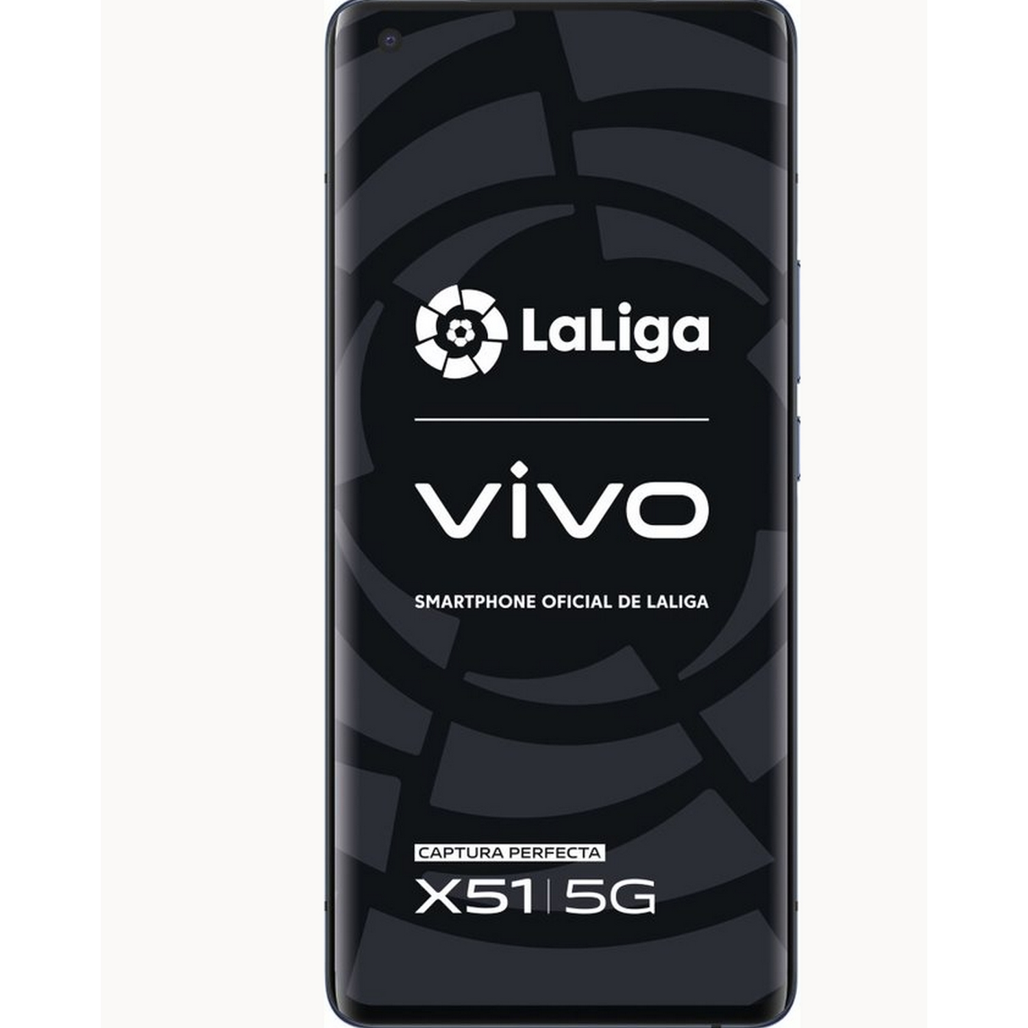 Smartphone con logo La Liga, marca vivo y modelo X51 5G.