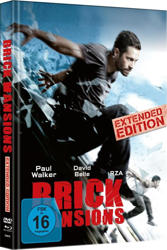 DVD-Cover des Films Brick Mansions. Paul Walker und David Belle auf dem Cover.