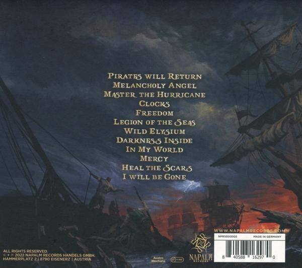Albumcover mit einem Schiff und einer Liste von Songtiteln in weißem Text.