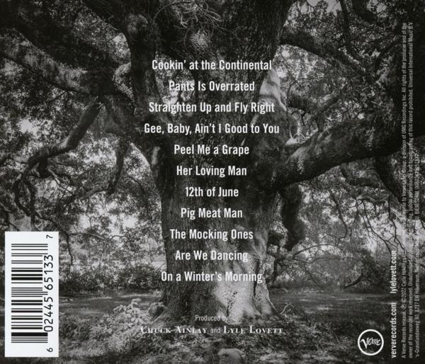 Rückseite einer CD-Hülle mit Titel und Baum.