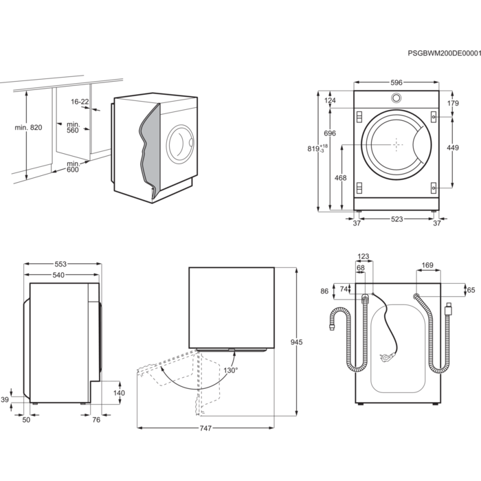 AEG L8FEI7480 Serie 8000 Lavamat Waschmaschine Frontlader (8,0 kg, 1351 U/Min., vollintegrierbar, Weiß)
