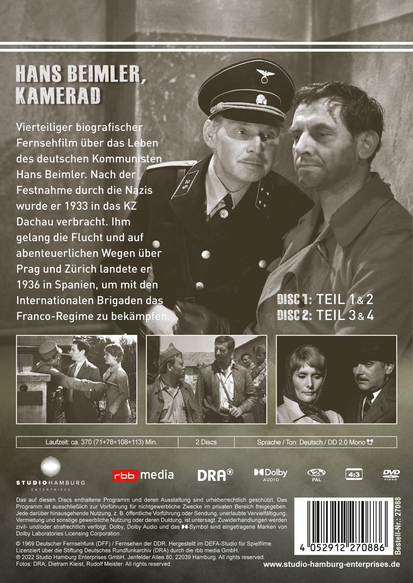 Rückseite einer DVD mit Text und Bildern aus einem deutschen Film.