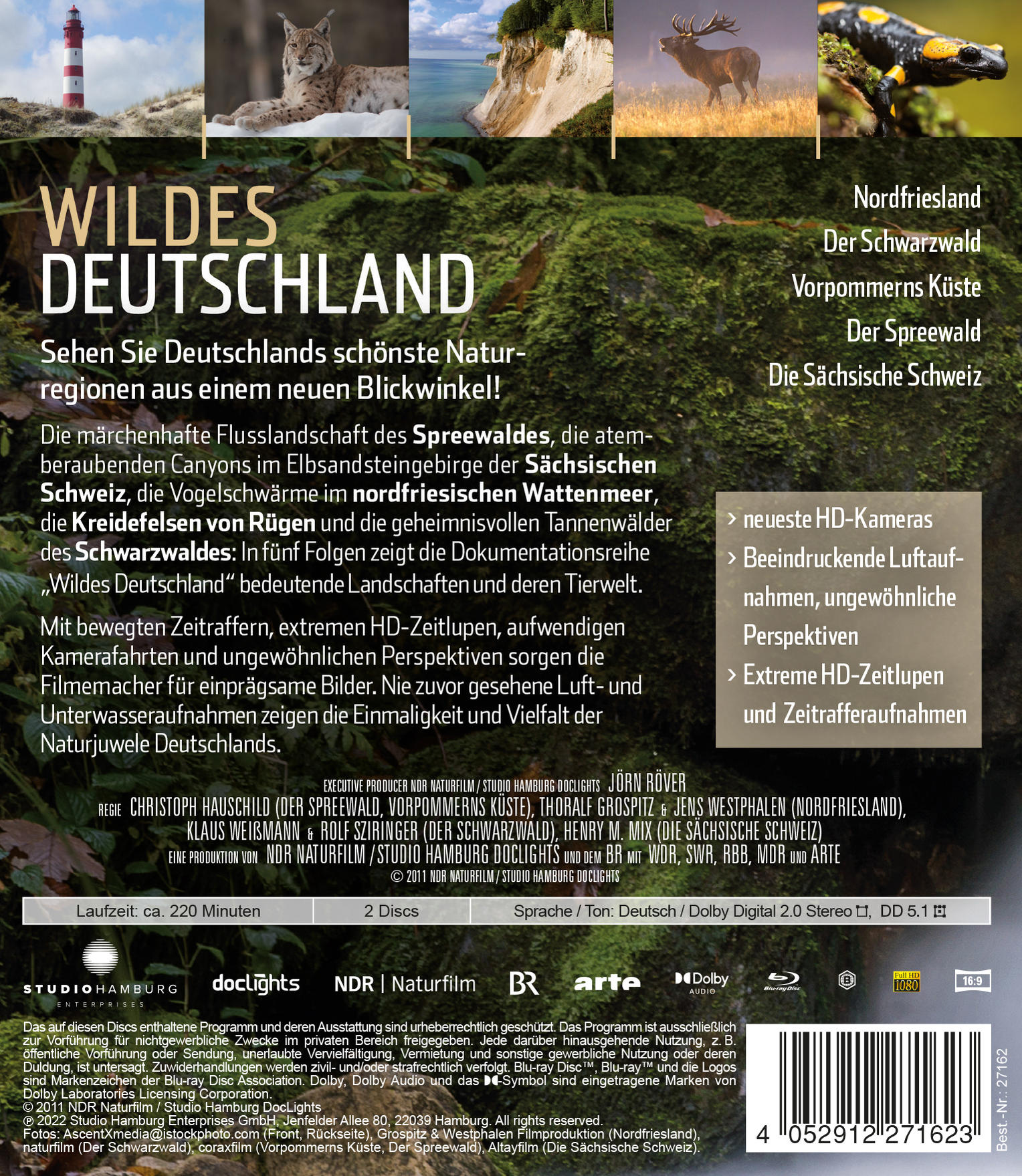 Eine DVD-Hülle mit Text und Bildern über eine deutsche Naturdokumentation.