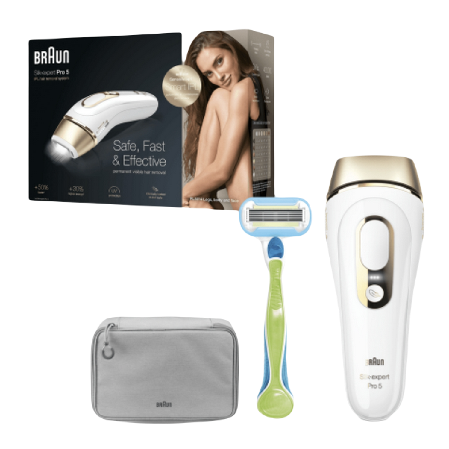 Depiladora IPL - Braun Silk-expert Pro PL 5014, Depilación Permanente, 400.000 Disparos, Blanco