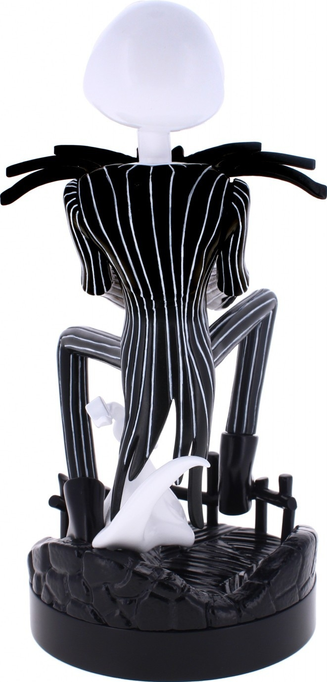 Statuetta di Jack Skellington, bianco e nero, con base cimitero.