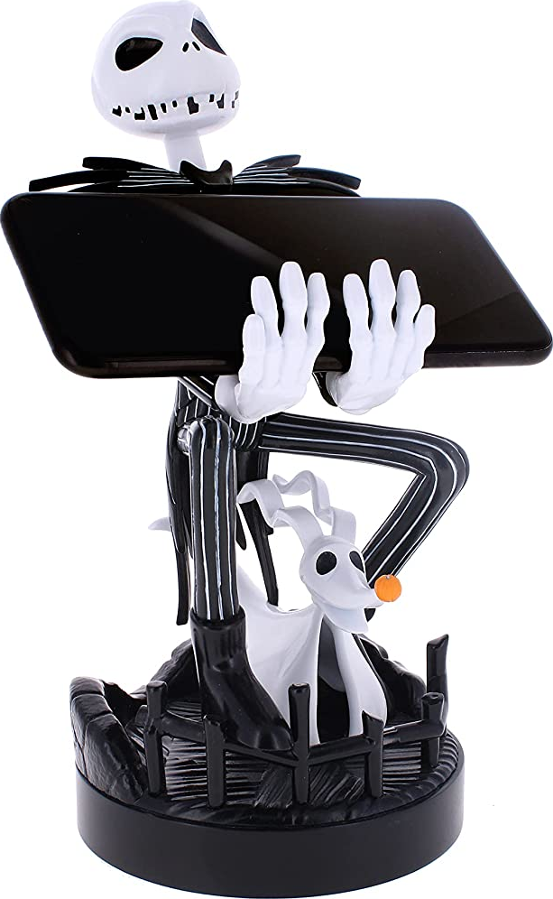 Figura di Jack Skellington che tiene un telefono. Zero nella base.