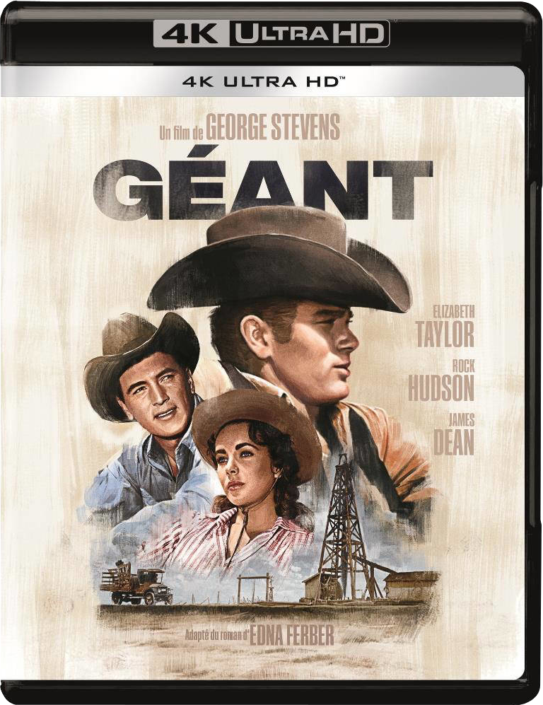 Giant 4K Ultra HD Blu-ray cover met acteurs in een filmposter.