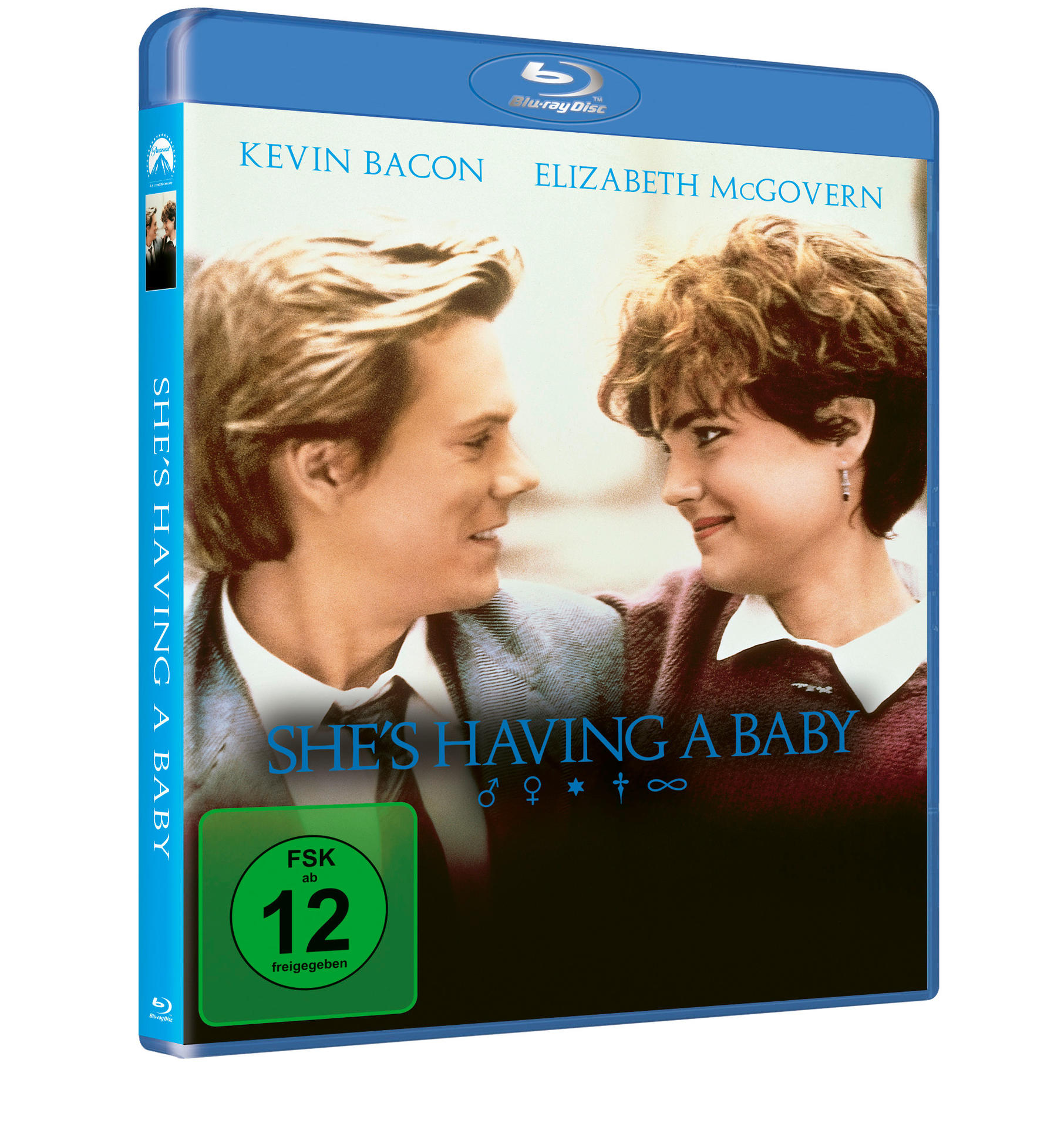 Blu-ray-Filmcover: Kevin Bacon und Elizabeth McGovern. Titel: She's Having a Baby.