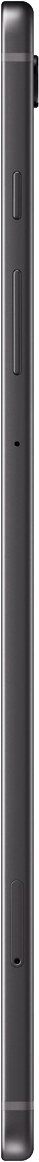 Donkergrijs smartphone in profiel met knoppen en oplaadpoort.