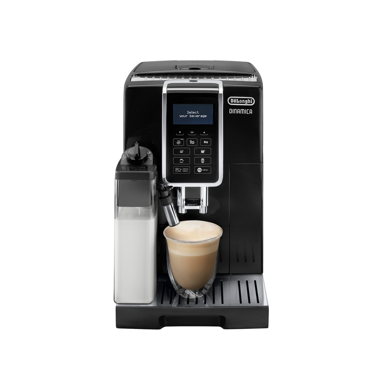 Cafetera superautomática - De Longhi DINAMICA ECAM 350.55.B, Función Latte Crema, Pantalla LCD