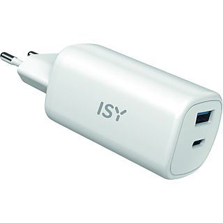 Cargador - ISY IAC-5065,  Universal, Tecnología GaN, Cable USB-C incluido, Blanco
