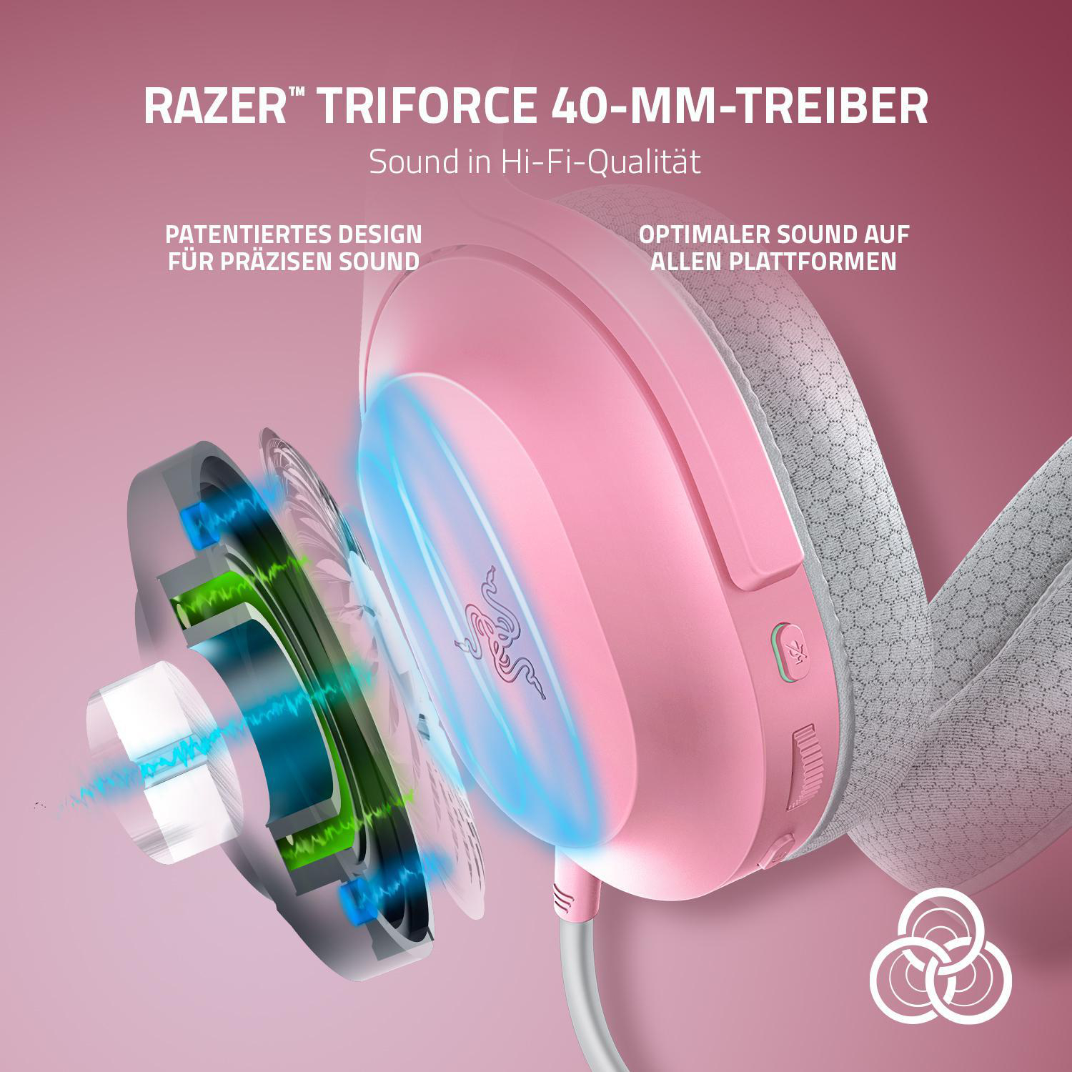 Gaming Quartz Headset Bluetooth RAZER X, Barracuda Over-ear Pink