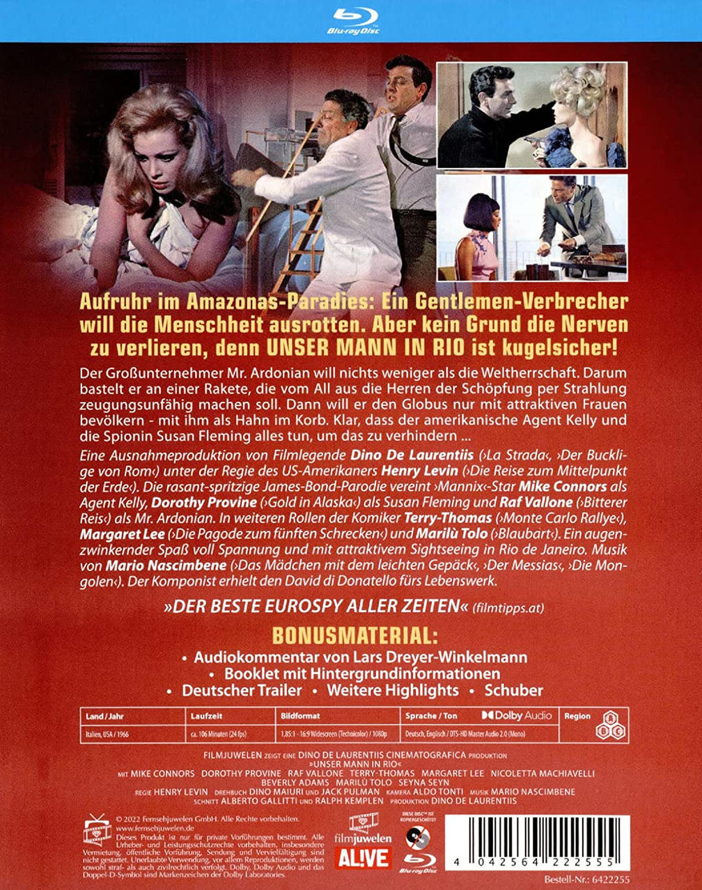 Ein Filmplakat mit Text und Bildern von Schauspielern und Szenen aus einem alten Film.