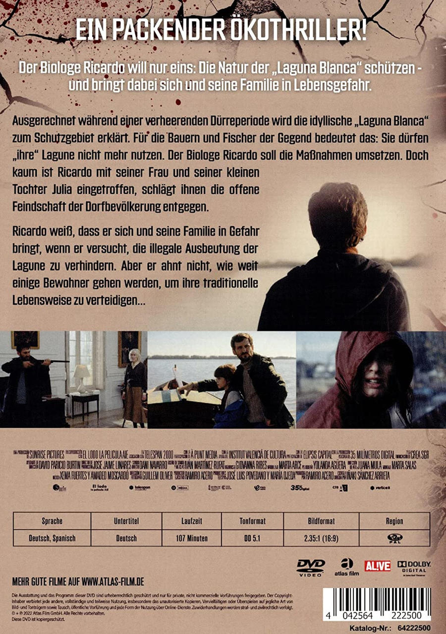 DVD-Hülle für einen Film. Text und Bilder zeigen den Filmtitel, die Besetzung und eine Zusammenfassung auf Deutsch.