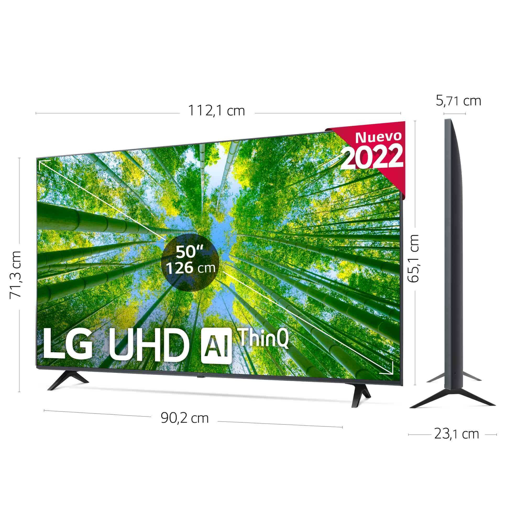 TV LED 50" - LG 50UQ80006LB, UHD 4K, Procesador α5 Gen5 AI Processor 4K, TDT2, Calibración TV incluida, Negro