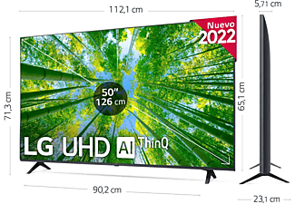 TV LED 50" - LG 50UQ80006LB, UHD 4K, Procesador Inteligente α5 Gen5 AI Processor 4K, Smart TV, DVB-T2 (H.265), Negro