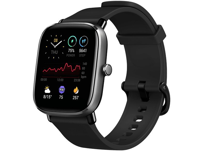 Smartwatch - Amazfit GTS 2 Mini Midnight Black, 20mm, 1.55" AMOLED, Aleación de aluminio, iOS y Android, Negro