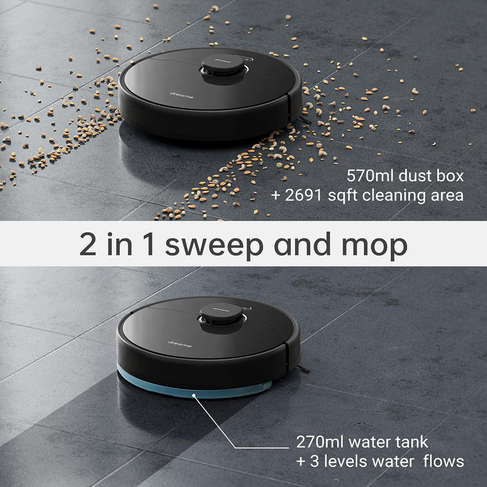 DREAME D9 MAX Staubsaugerroboter (Schwarz, Laufzeit: bis zu 150 Minuten)