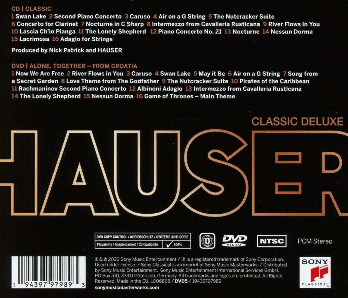 CD borító dalsorrenddel, DVD logóval és a HAUSER szóval nagy betűkkel.